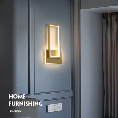 Modern Minimalist Gold Rectangular 1-Light LED Wall Sconce Lamp