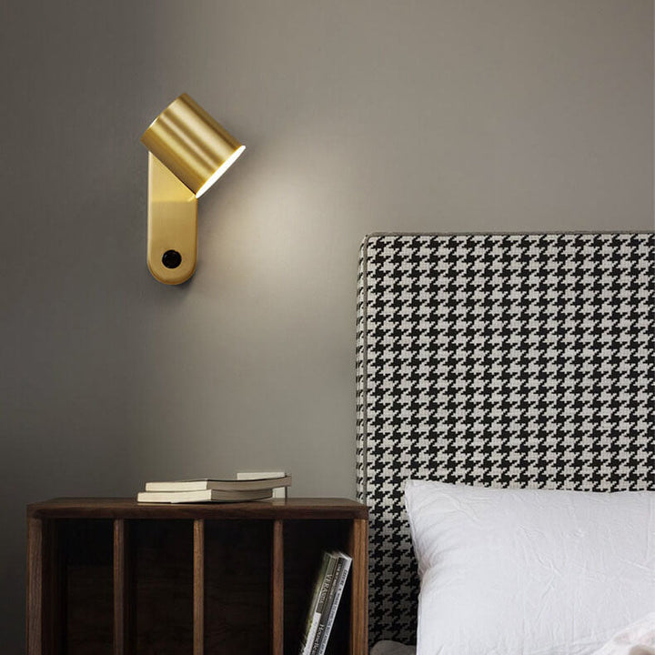 Aplique de pared LED de 1 luz con cilindro de cobre minimalista 