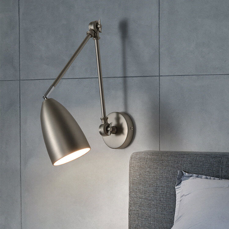 Lampe murale à bras oscillant industriel rétro rotatif rétractable en fer à 1 lumière 