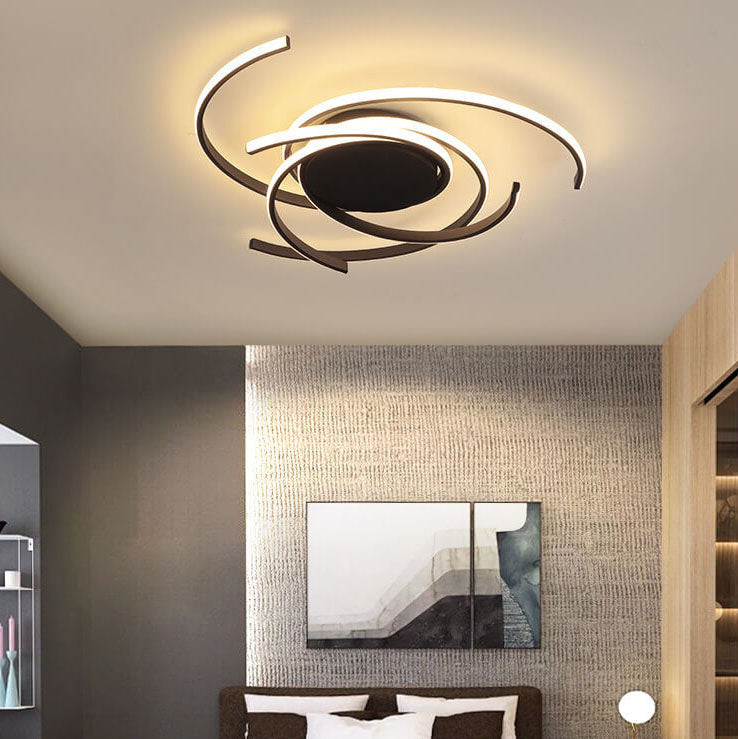 Minimalist Creative Circle Strip Aluminum Semi-Flush Mount Ceiling Light