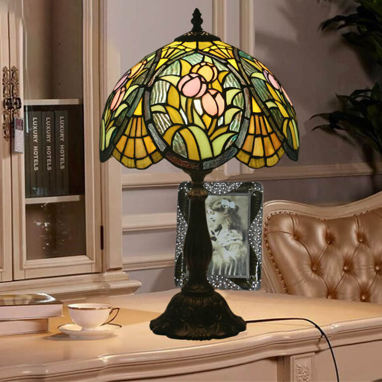 Tiffany Rustikale Buntglas 1-Licht Tischlampe 