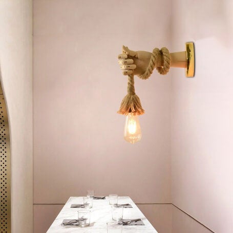 Industrial Woven Rope Hand -Shaped 1-Light Wall Sconce Lamp