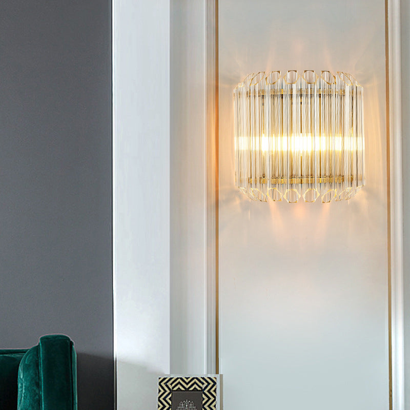 Moderne Glasquadrat-Säule 1-Licht Luxus Wandleuchte Lampe 