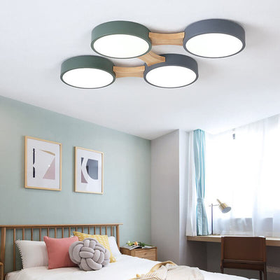 Modern Macaron Circle 3/4/5/8 Light LED Flush Mount Ceiling Light