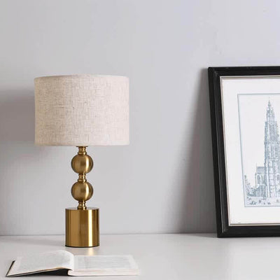 Modern Luxury Fabric Metal Ball Base 1-Light Table Lamp