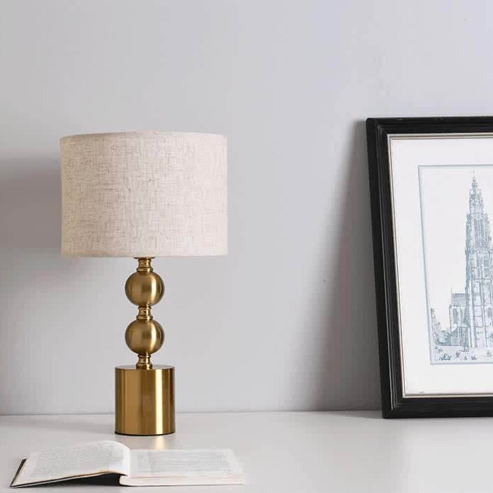 Modern Luxury Fabric Metal Ball Base 1-Light Table Lamp