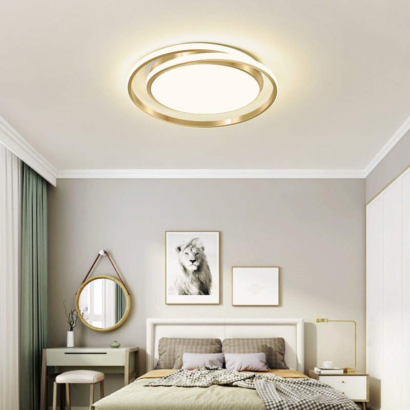 Plafonnier LED à montage encastré, lumière moderne et de luxe, cercle doré 