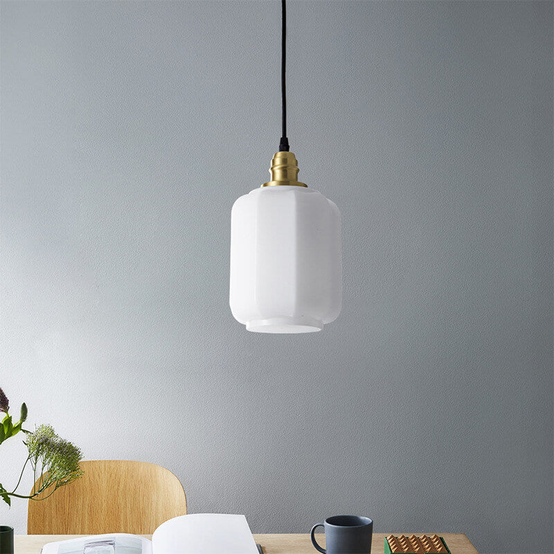 Lámpara colgante de 1 luz de vidrio blanco vintage nórdico 