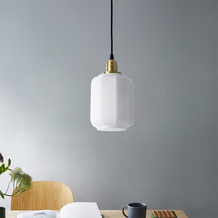 Lámpara colgante de 1 luz de vidrio blanco vintage nórdico 