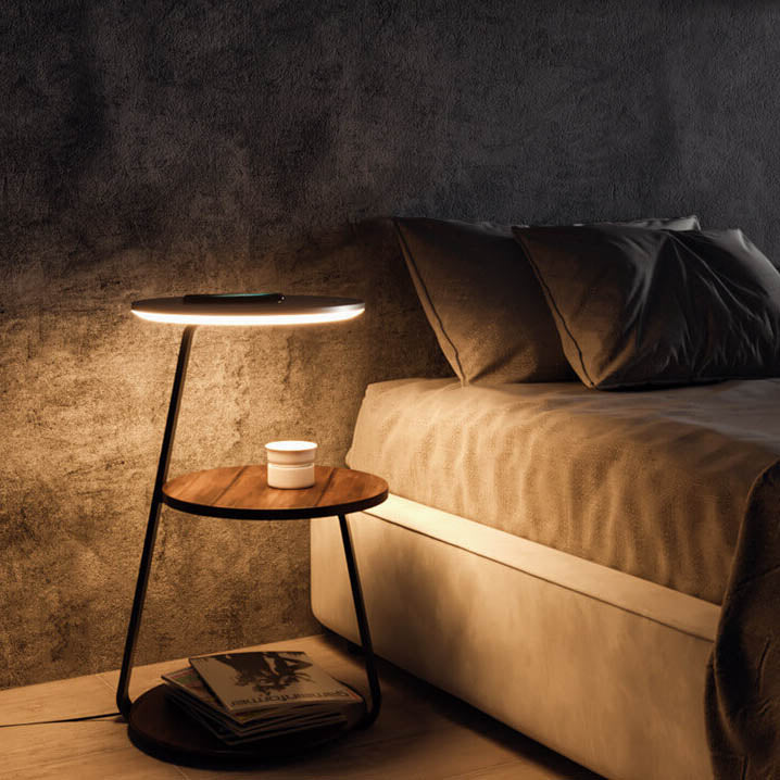 Modern Minimalist Column Storage Shelf Wireless Charging LED One Floor Lamp