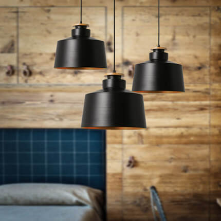 Nordic Minimalist Metal Solid Wood 1-Light Dome Pendant Light