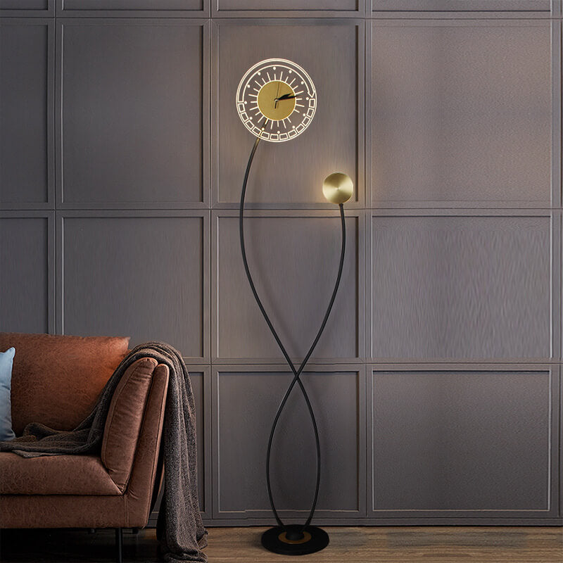 Modern Creative LED Art Standing Floor Lamp with Clock