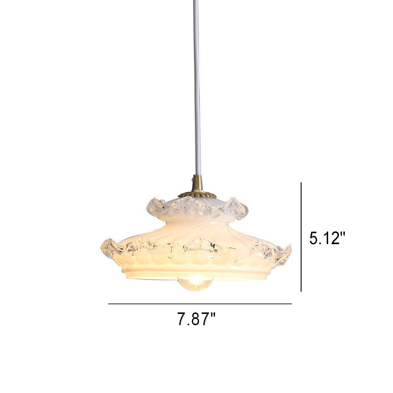 French Light Luxury Glass Petal Double Layer 1-Light Pendant Light