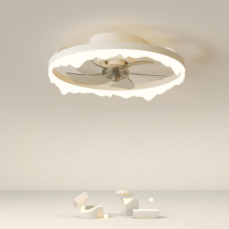 Minimalist Round Acrylic Border LED Semi-Flush Mount Ceiling Fan Light