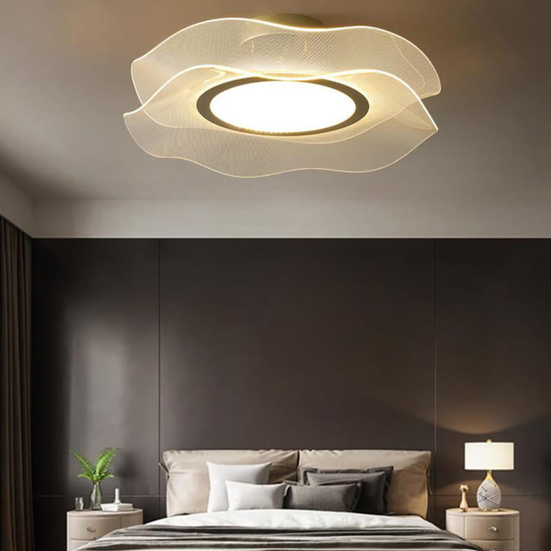 Creative Luxury Acrylic Round Lotus Leaf LED Semi-Flush Mount Ceiling Light