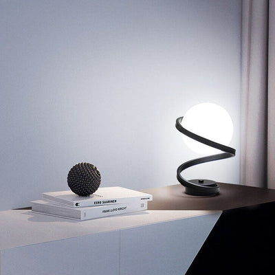 Modern Milky White Glass Spiral 1-Light LED Table Lamp