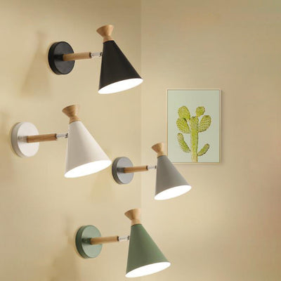 Nordic Creative Bell Shade Wood 1-Light Wall Sconce Lamp