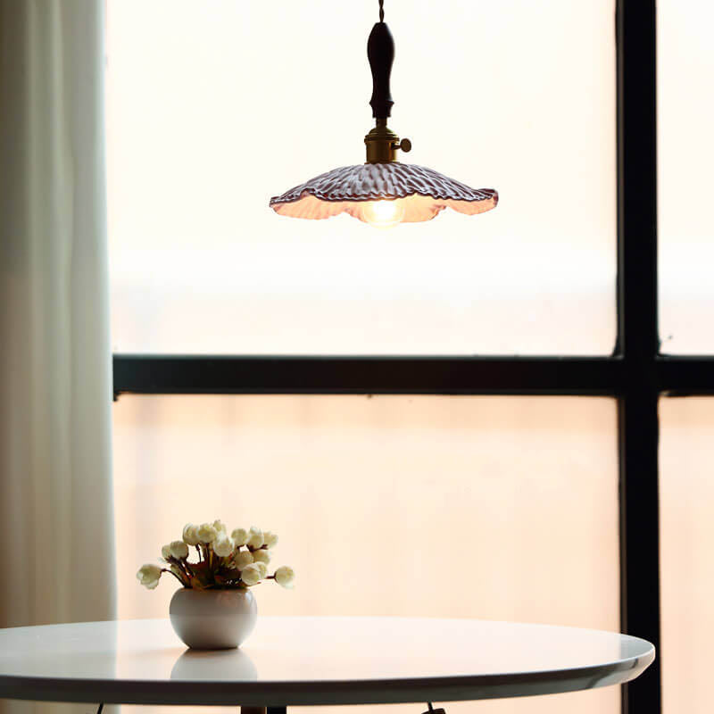Lámpara colgante vintage de cerámica Petal de 1 luz 