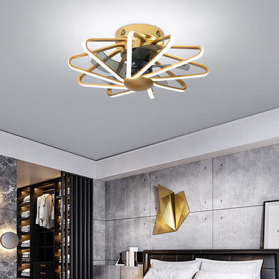 Nordic Cage Shape LED Semi-Flush Mount Ceiling Fan Light