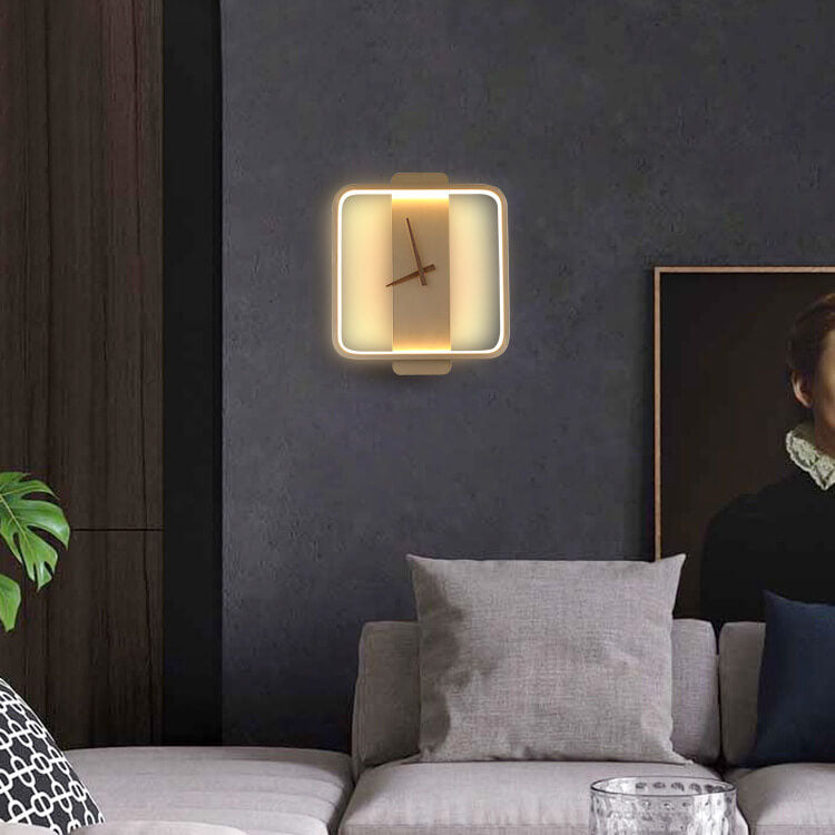 Modern Minimalist Clock Shaped 1-Light LED Wall Sconce Lamp