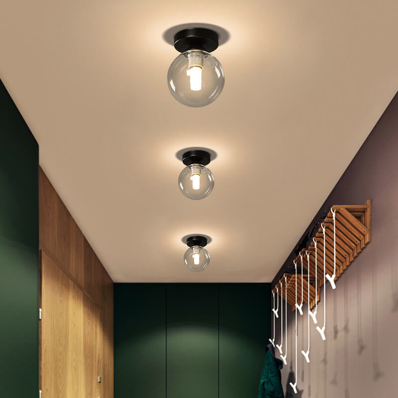 Nordic Glass Orb 1-Light LED Semi-Flush Mount Ceiling Light