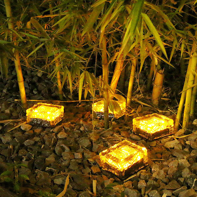 Solar-LED-Eisziegel Wasserdichtes Glas Bodenlicht Gartenlicht 