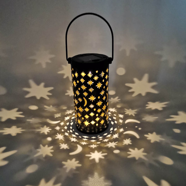 Farol de Hierro Solar Estrella Luna LED Exterior Impermeable para Jardín de Césped 