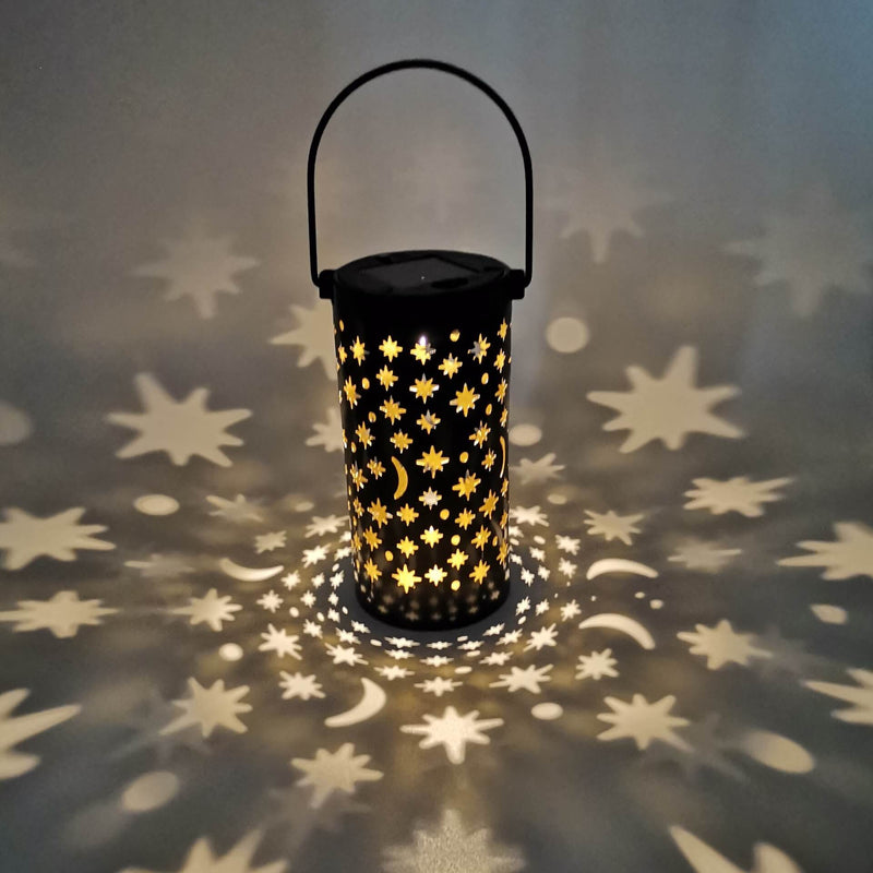 Solar Iron Lantern Star Moon LED Outdoor Waterproof Lawn Garden Floor Lamp