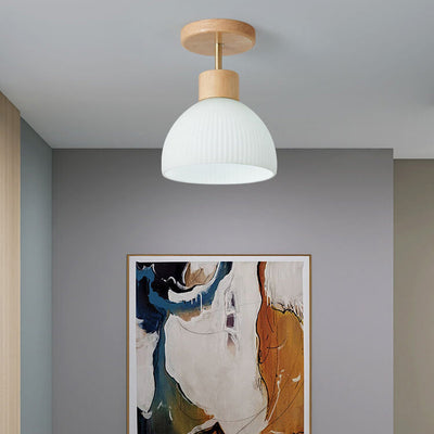 Nordic Glass Half Round 1-Light Semi-Flush Mount Ceiling Light