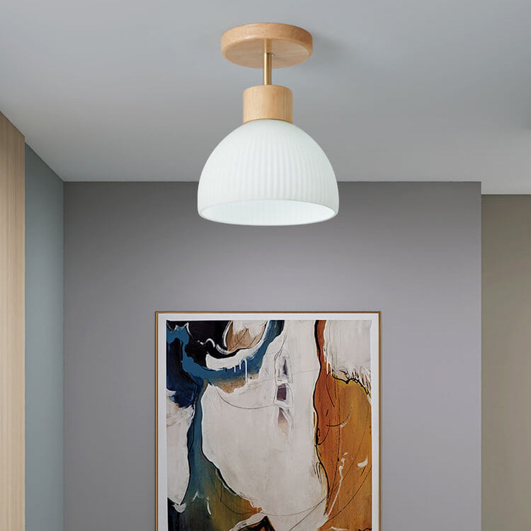 Nordic Glass Half Round 1-Light Semi-Flush Mount Ceiling Light