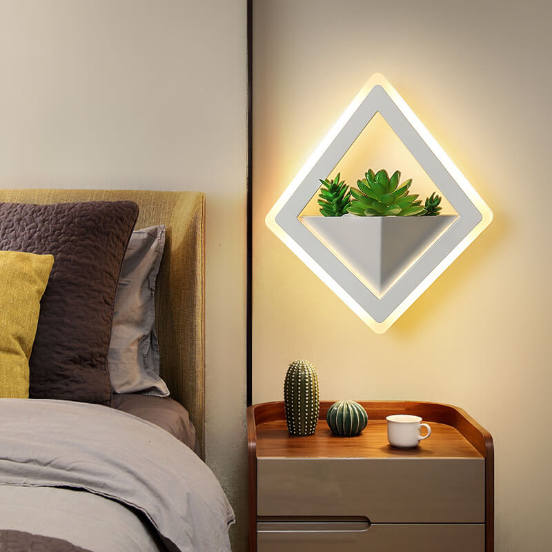 Modern Square Iron Plants Acrylic LED Wall Sconce Lamp