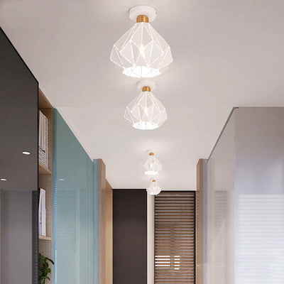 Modern Creative Diamond Dome 1-Light Macaron Semi-Flush Mount Ceiling Light