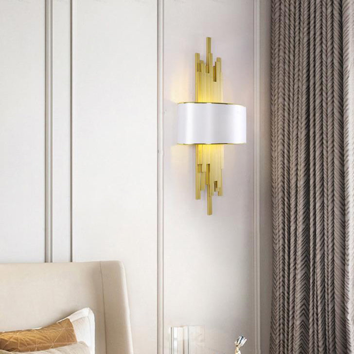 Modern Fabric Hardware Column 2-Light  Wall Sconce Lamp