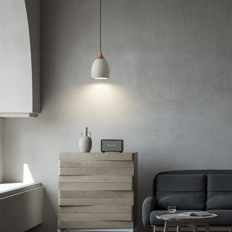 Suspension Luminaire Minimaliste en Dôme de Ciment à 1 Lumière 