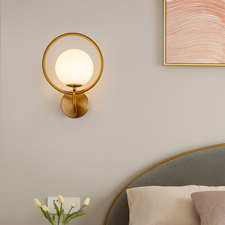 Lampe murale à une lumière avec abat-jour globe circulaire créatif moderne 