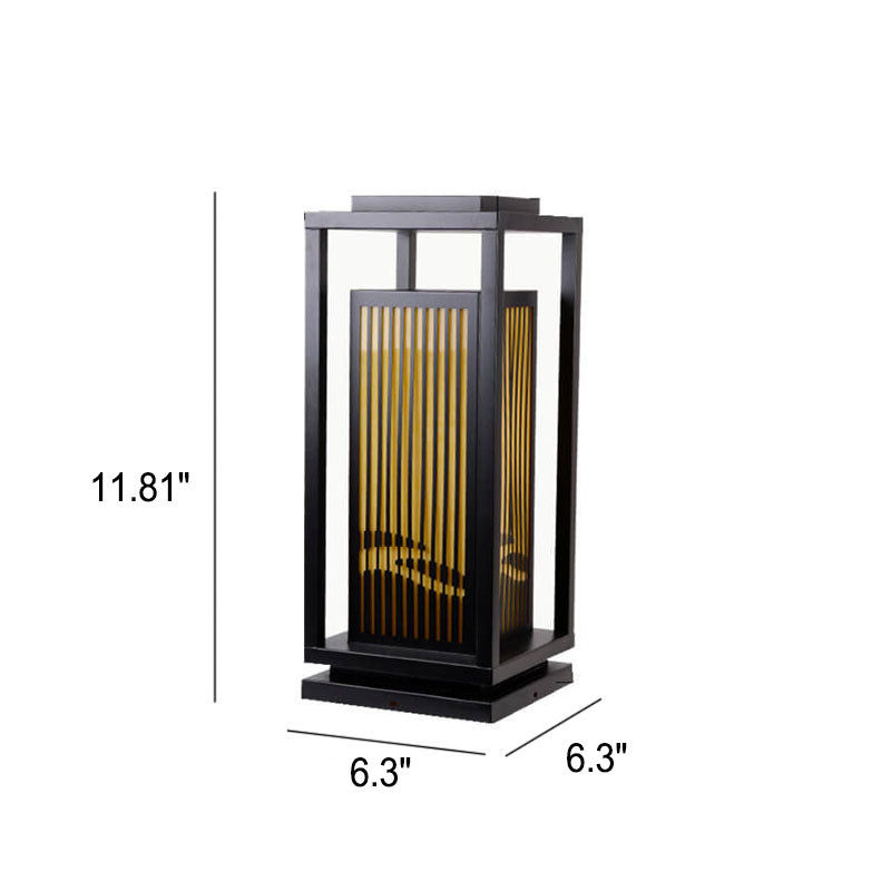 Modern Chinese Square Cage Outdoor Waterproof 1-Light Lawn Path Light