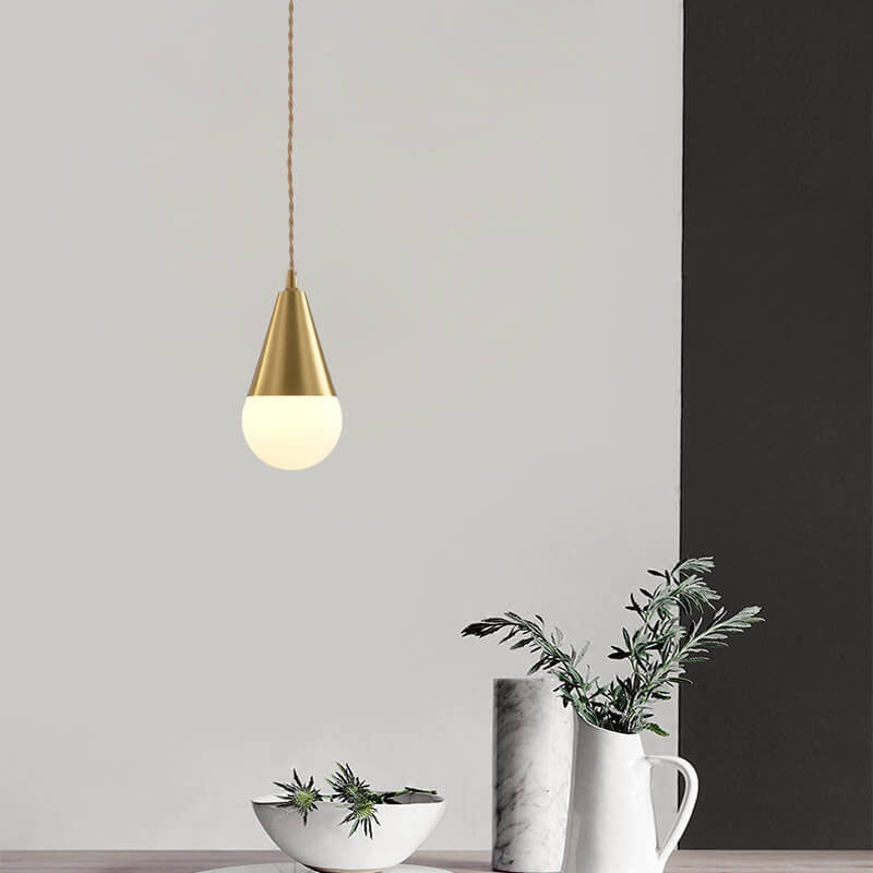 Nordic Creative Cone Messing Glas Orb 1-Licht Pendelleuchte 