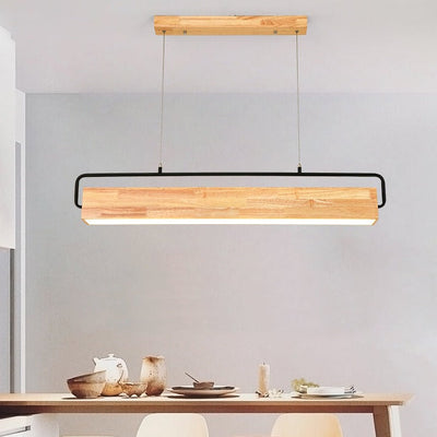 Nordic Minimalist Solid Wood Rectangular LED Chandelier