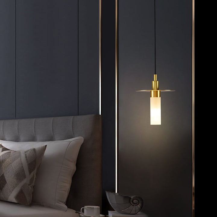 Modern Copper Glass Cylinder 1-Light Pendant Light