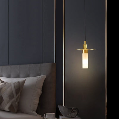 Modern Copper Glass Cylinder 1-Light Pendant Light