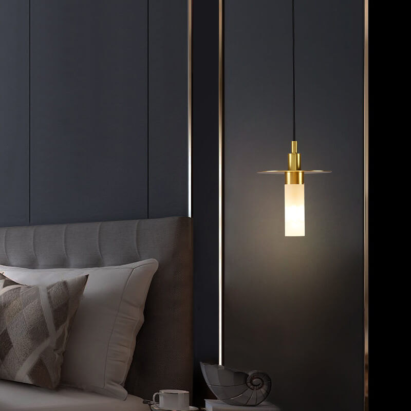 Modern Copper Glass Cylinder 1-Light Pendant Light
