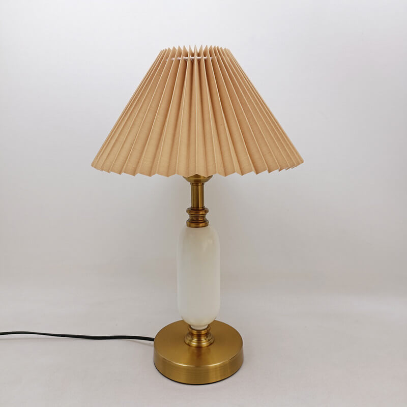 Retro Pleated Shade Column Base 1-Light Table Lamp