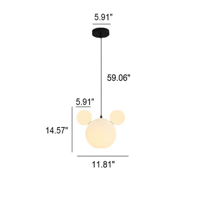 Moderner minimalistischer milchweißer PE Mickey 3-Licht-Kronleuchter für Kinder