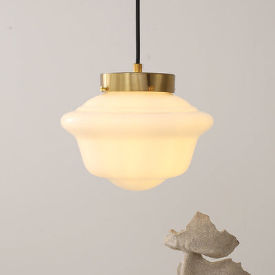 Vintage Milk White Glass Jar 1-Light Pendant Light