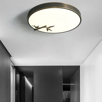 Modern Round Bamboo Pattern LED Flush Mount Ceiling Light