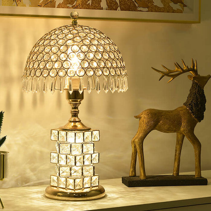 Lámpara de Mesa de 1 Luz con Pantalla en Forma de Cúpula de Cristal de Lujo Moderno 
