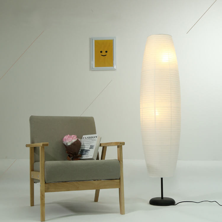 Nordic Minimalist Rice Paper Column 2-Light Standing Floor Lamp ...