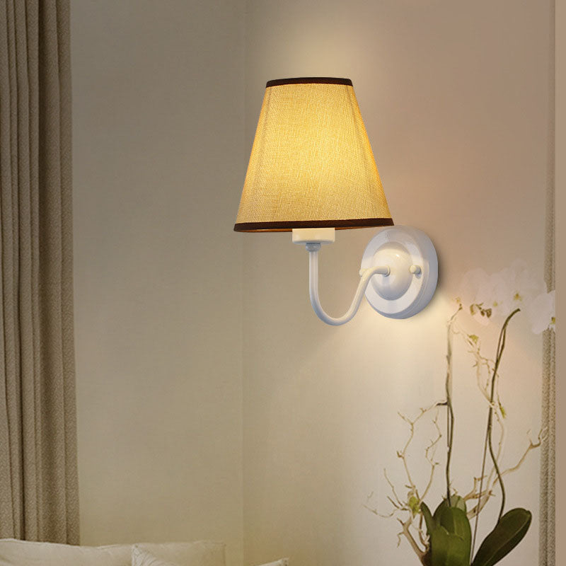 Modern Fabric Bell Shade Bend Arm 1-Light Wall Sconce Lamp