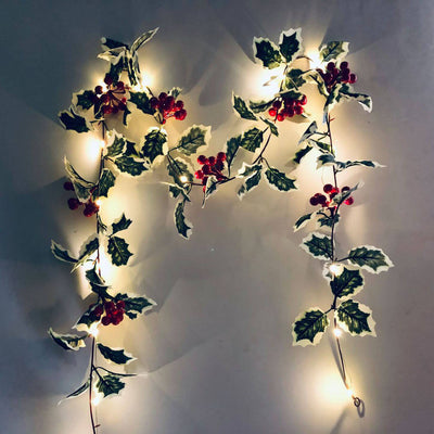 Lumières de guirlande décoratives pour Noël, fruits rouges, rotin, fenêtre de fête, patio, décoration de Thanksgiving 