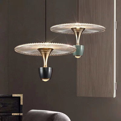 Modern Luxury Disc Electroplated Aluminum LED Pendant Light